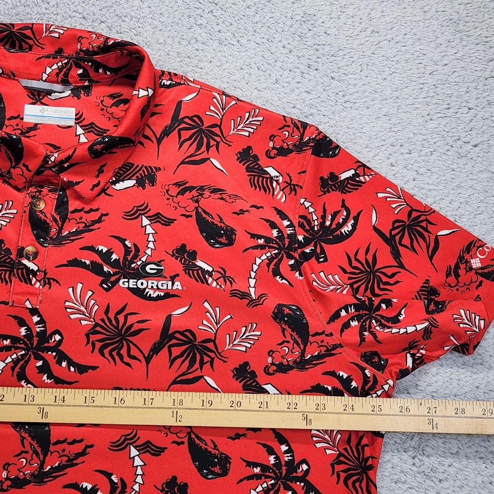 Georgia Bulldogs Shirt Mens XL Red NCAA Football Columbia PFG Tropical Print - Picture 10 of 15